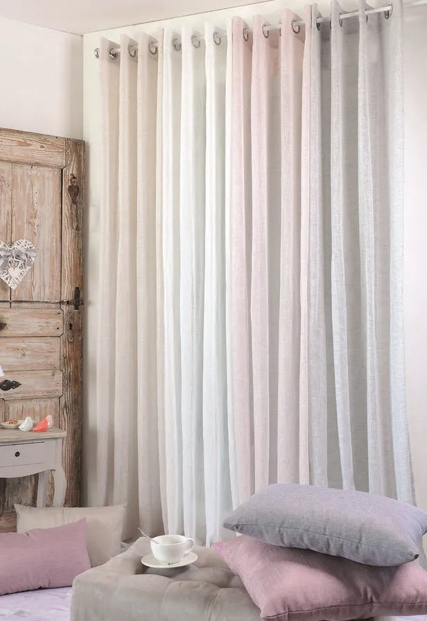 Tenda eleane leggera colore bianco, 135×260 anelli fissi - Home Loves