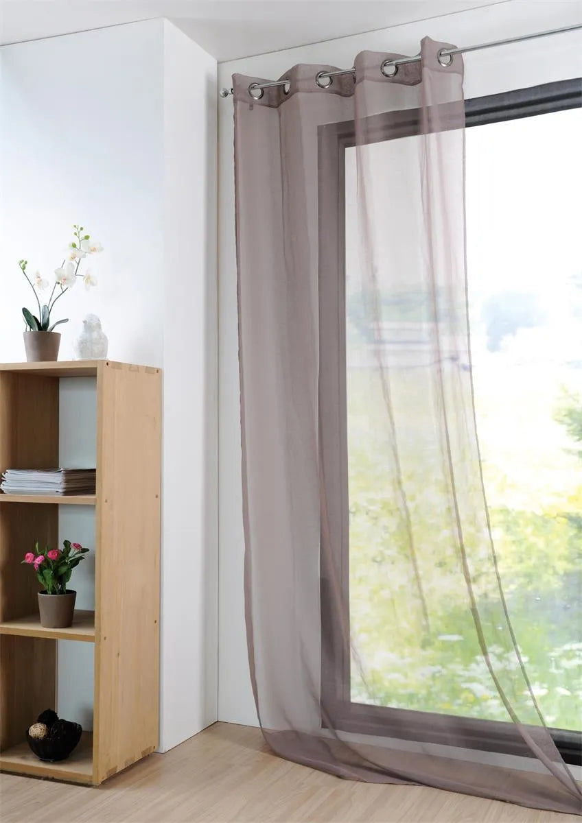 Tenda monna leggera colore grigio-talpa anelli fissi - Home Loves