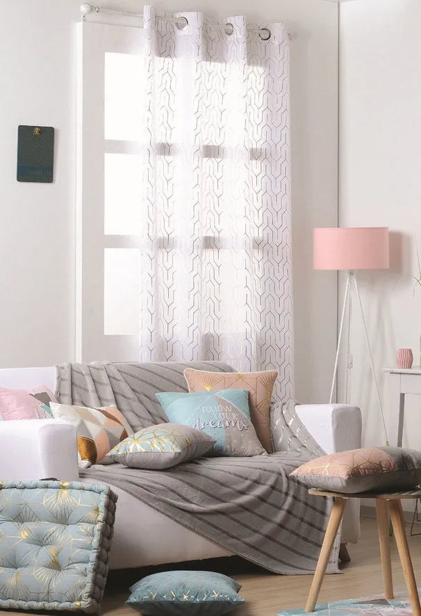 Tenda scandi leggera colore bianco-oro, 140×260 anelli fissi - Home Loves