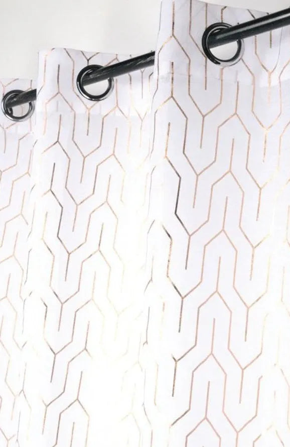 Tenda scandi leggera colore bianco-oro, 140×260 anelli fissi - Home Loves