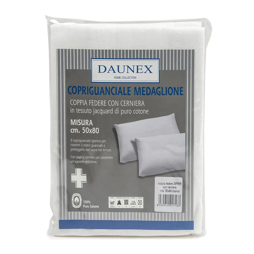 Coppia copriguanciale in cotone Daunex medaglione con cerniera - Home Loves