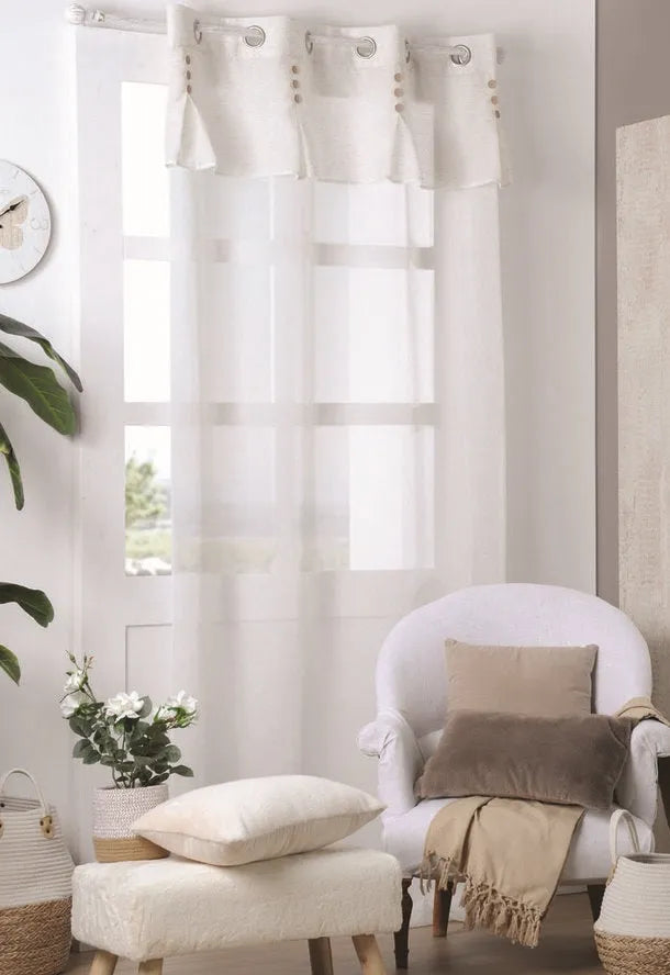 Tenda andrea leggera colore ecru, 140×260 anelli fissi - Home Loves
