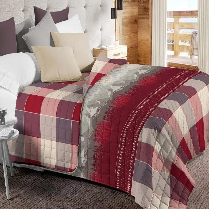 Trapuntino double-face zermat Daunex stampa digitale colore rosso - Home Loves