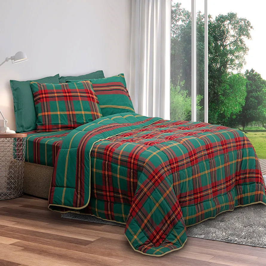 Trapuntino Daunex 100% puro cotone percalle tinto in filo newcastle colore verde - Home Loves