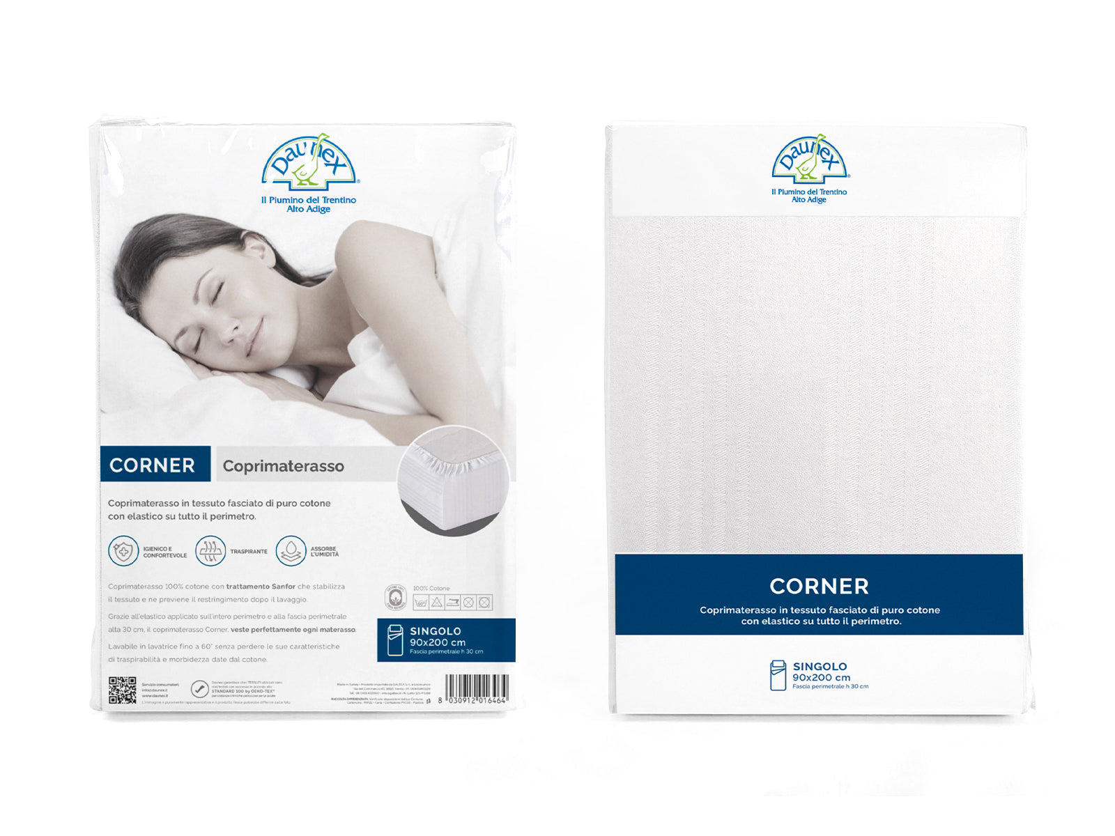 Coprimaterasso in puro cotone Daunex fasciato corner con elastico