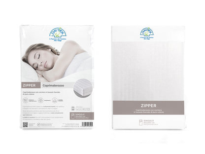 Coprimaterasso in puro cotone Daunex fasciato zipper con cerniera