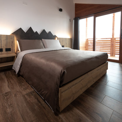 Doppelbett-Bettbezug-Set aus reinem Baumwollsatin, Satin-Finesse