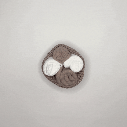 Lot panier de 4 débarbouillettes au crochet Daunex