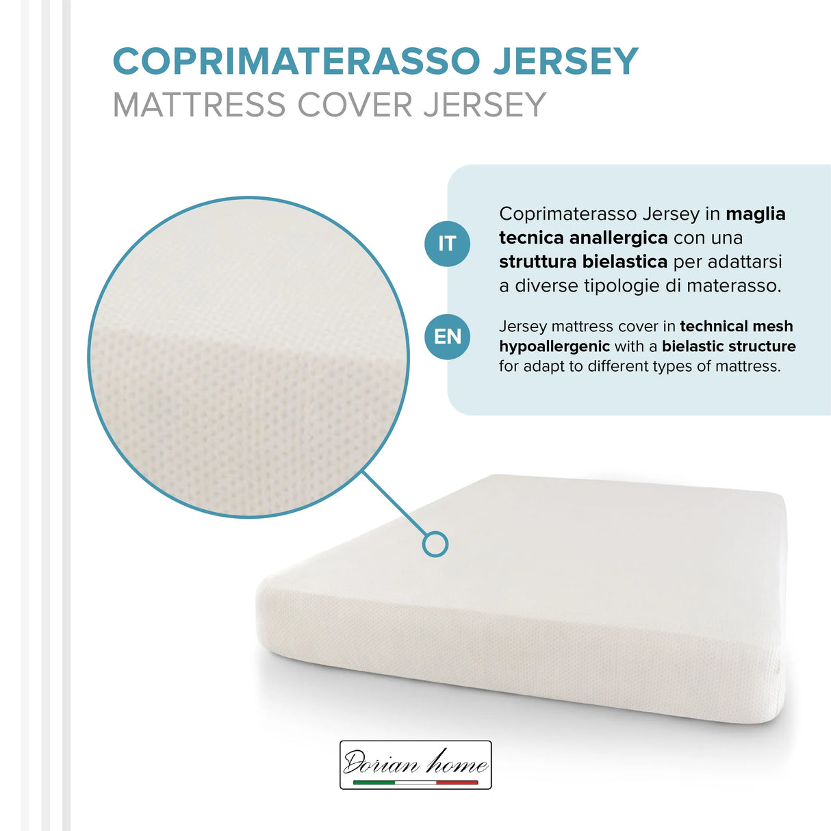 Coprimaterasso Jersey protective impermeabile, dorian home - Home Loves