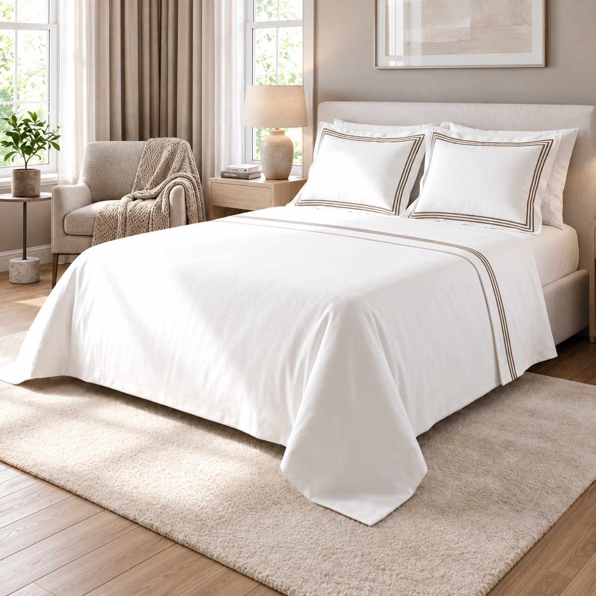Completo Lenzuola Matrimoniale Satin Luxury Ricamato