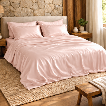 Completo Lenzuola Matrimoniale in Bamboo Pure rosa