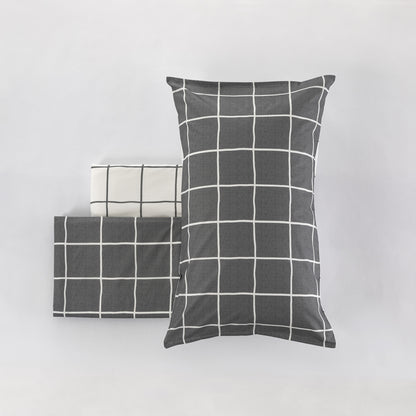 Completo Lenzuola Milk Quadri colore antracite