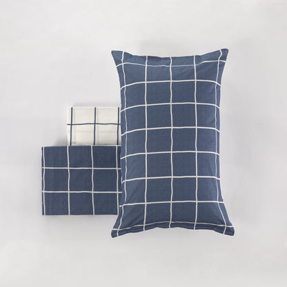Completo Lenzuola Milk Quadri colore blu