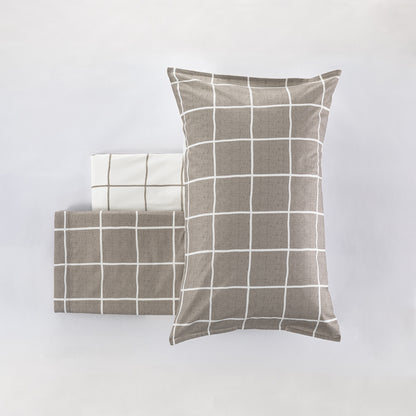 Completo Lenzuola Milk Quadri colore stone