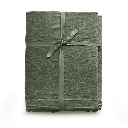 Completo Lenzuola in Lino Loft 49 colore verde scuro