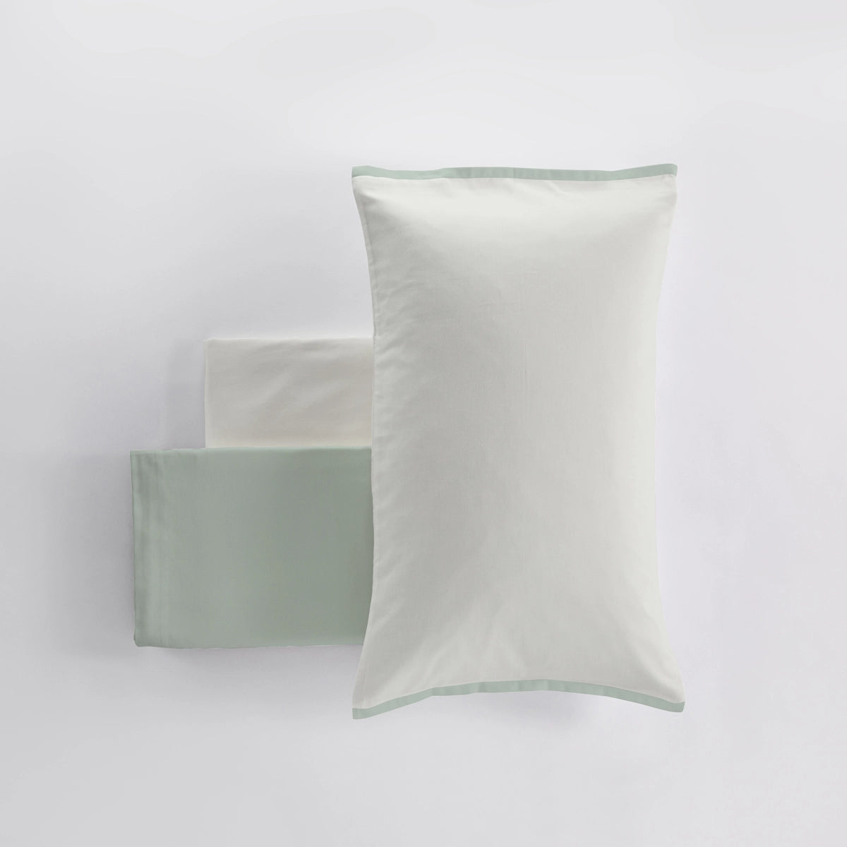 Completo lenzuola Caldo Cotone Bicolor colore verde-cedro 