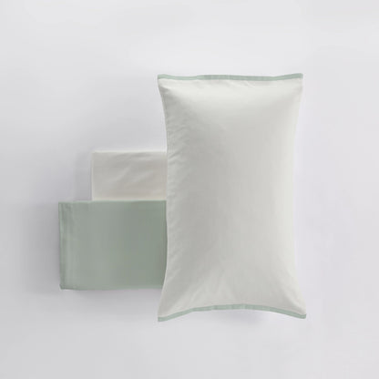 Completo lenzuola Caldo Cotone Bicolor colore verde-cedro 