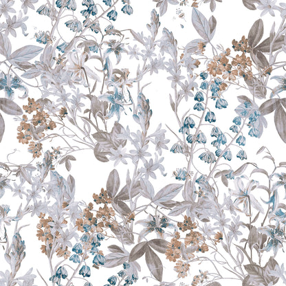 Completo lenzuola in Flanella Floreale dettaglio fantasia colore azzurro