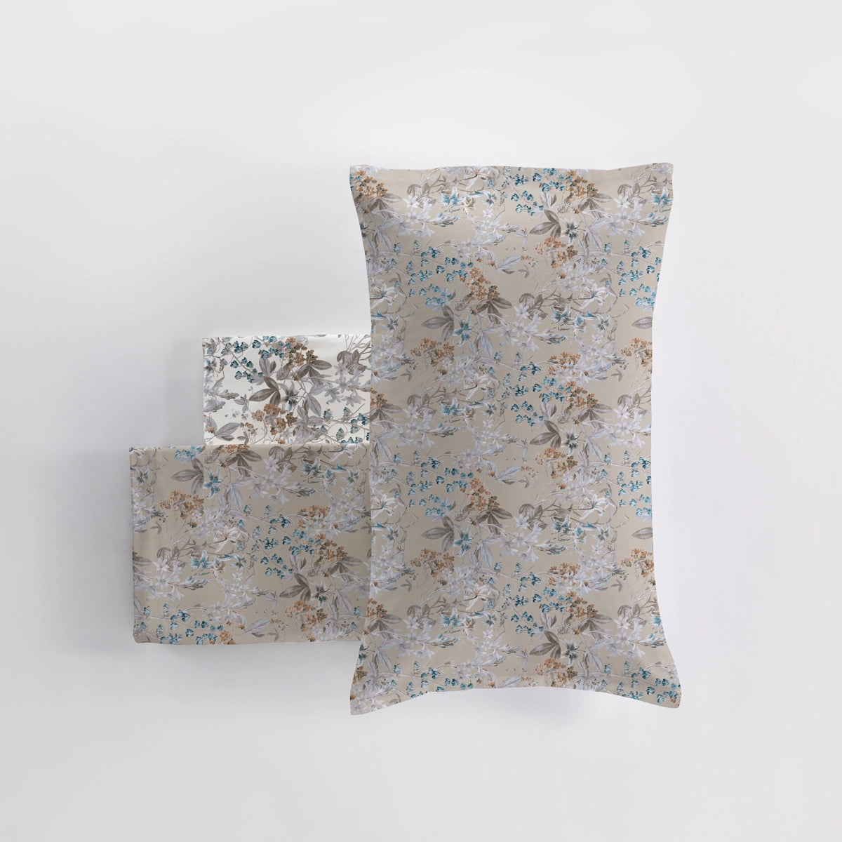 Completo lenzuola in Flanella Floreale dettaglio tessuto colore azzurro