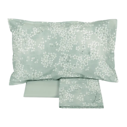 Completo lenzuola in percalle, Kimono colore gray-green..