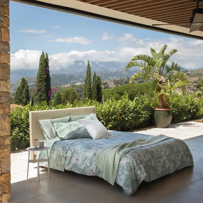 Completo lenzuola in percalle, Kimono colore gray-green.