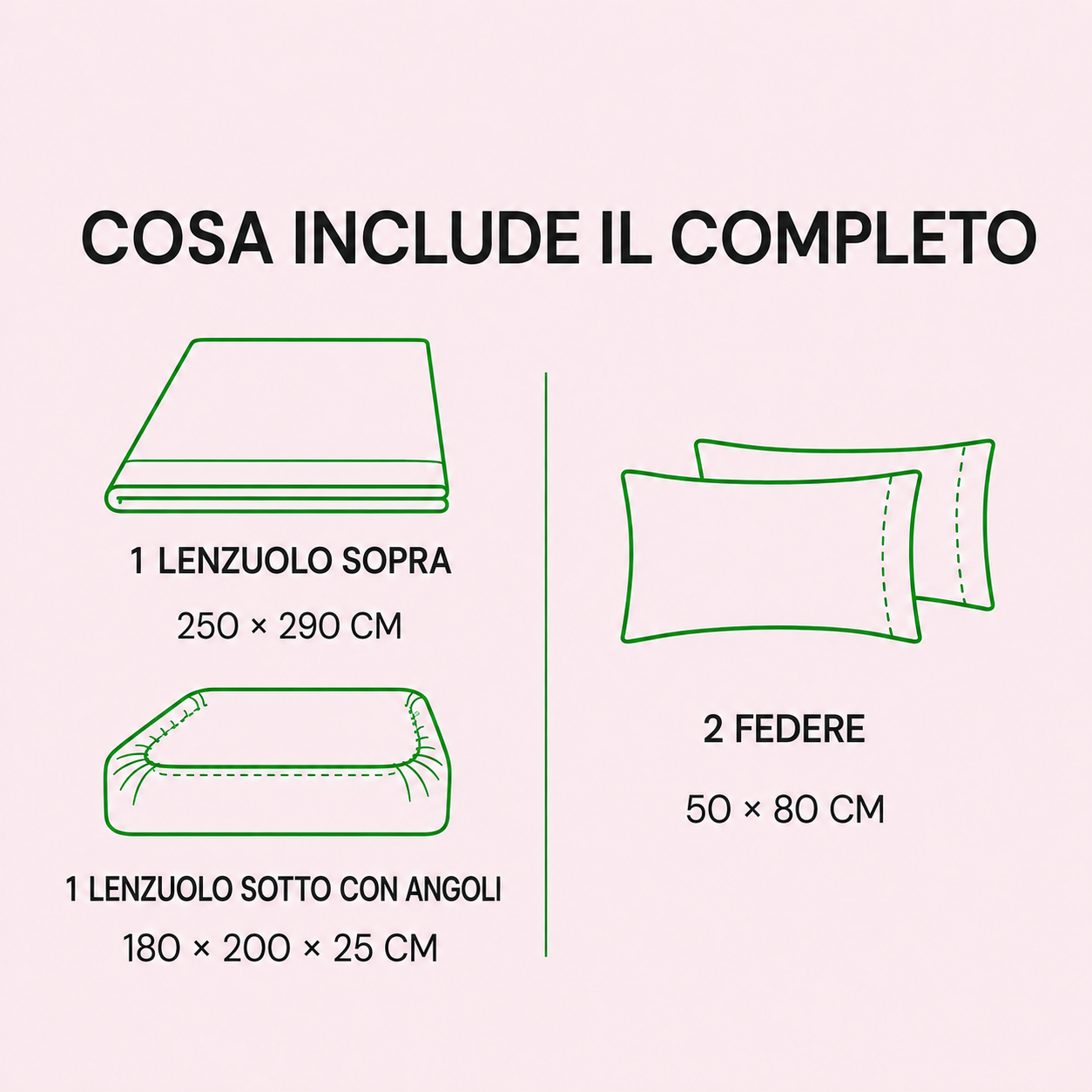 Completo lenzuola matrimoniale Lunaris cosa include