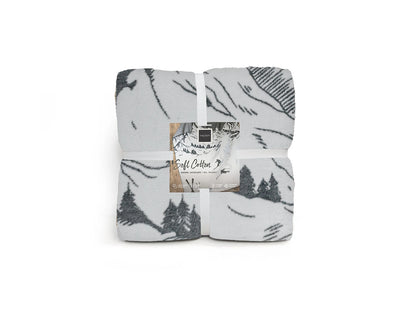Coperta Softcotton Sciatori Calore e Montagna coperta piegata colore grigio