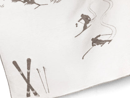 Coperta Softcotton Sciatori Calore e Montagna dettaglio tessuto colore tortora