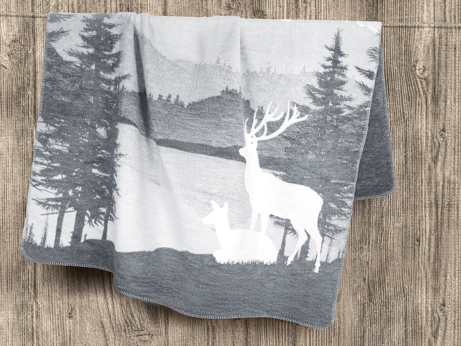 Coperta Softcotton Wood ambientata colore grigio