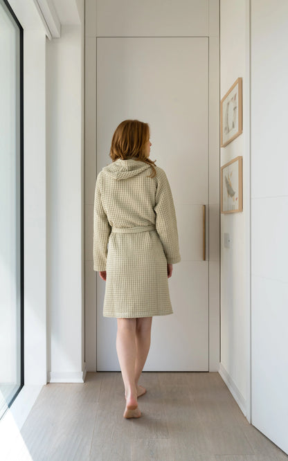 Accappatoio con cappuccio nido d'ape in puro cotone, cocoon - Home Loves