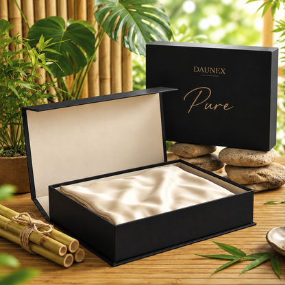 Coppia Federe in Bamboo Pure avorio scatola