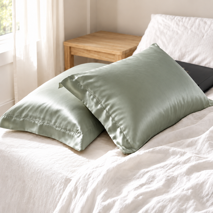 Coppia Federe in Bamboo Pure verde oliva