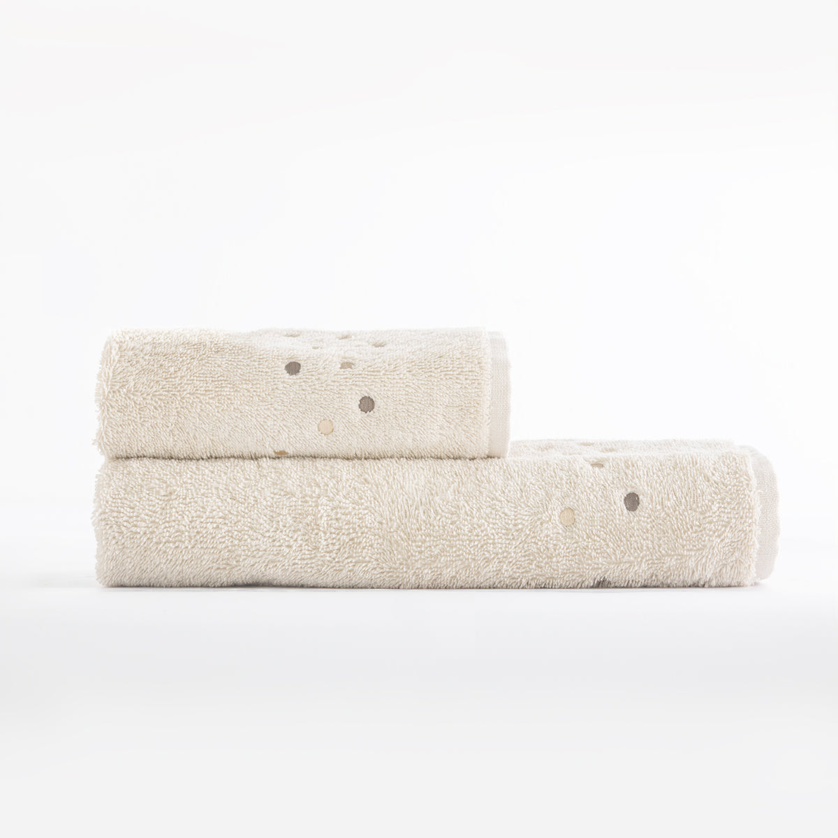 Coppia di Asciugamani Ricamata Milano colore beige
