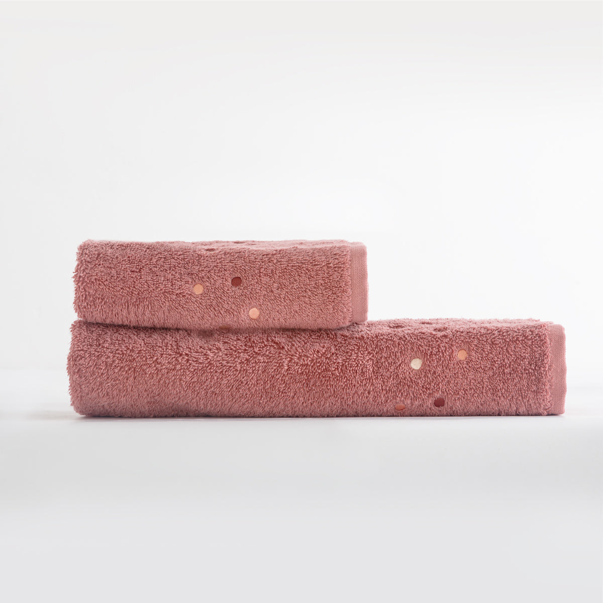 Coppia di Asciugamani Ricamata Milano colore marsala