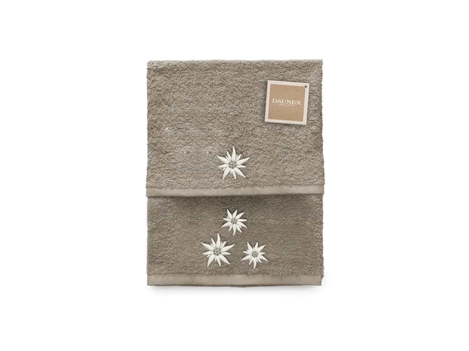Coppia di asciugamani ricamata Daunex disegno Edelweiss - Home Loves