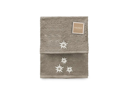 Coppia di asciugamani ricamata Daunex disegno Edelweiss - Home Loves