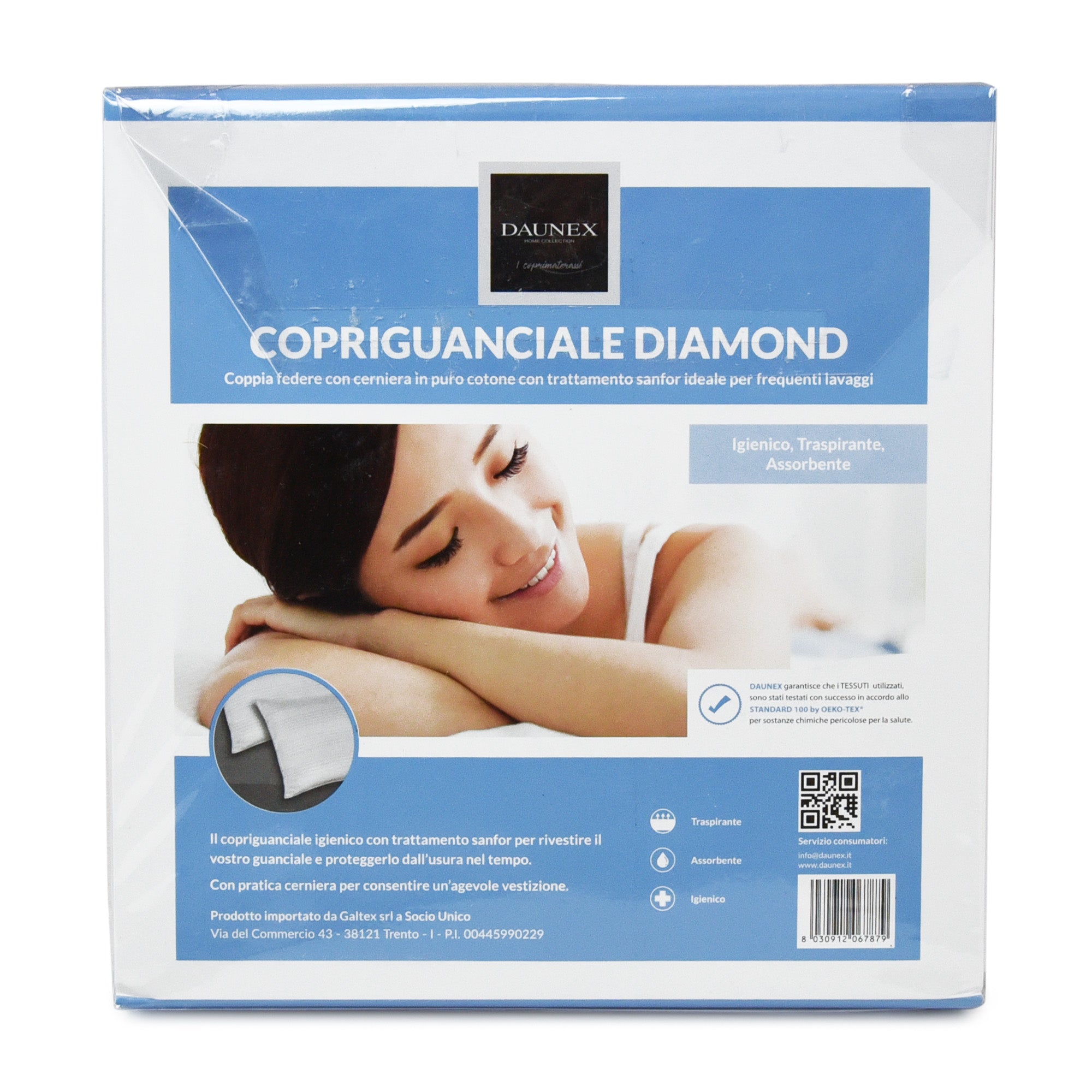 Coppia copriguanciali Daunex in puro cotone fasciate diamond