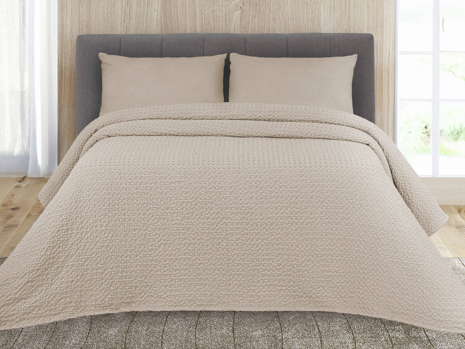 Copriletto Perugino Stone Washed colore tortora