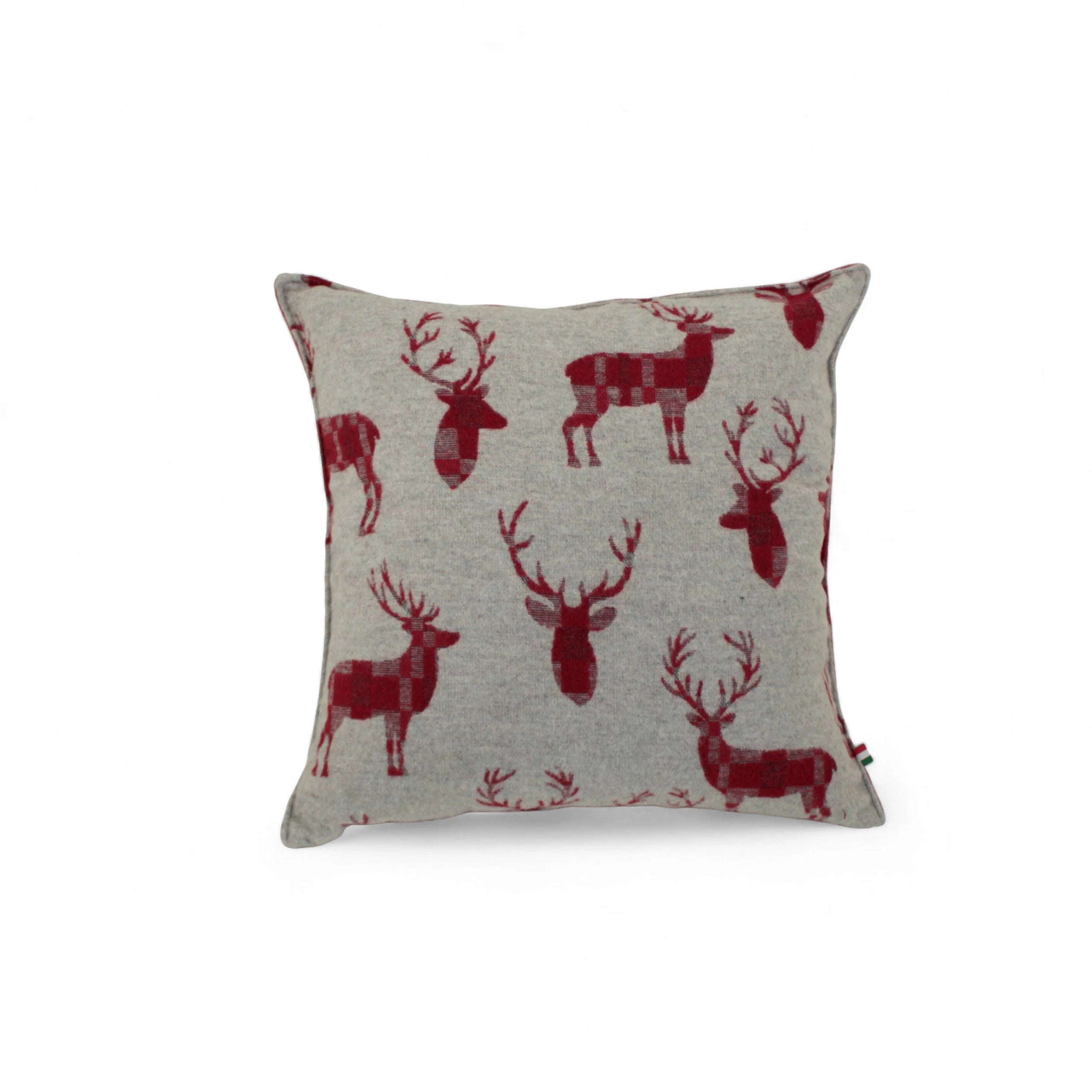 Cuscino Cervo Wool colore rosso frontale