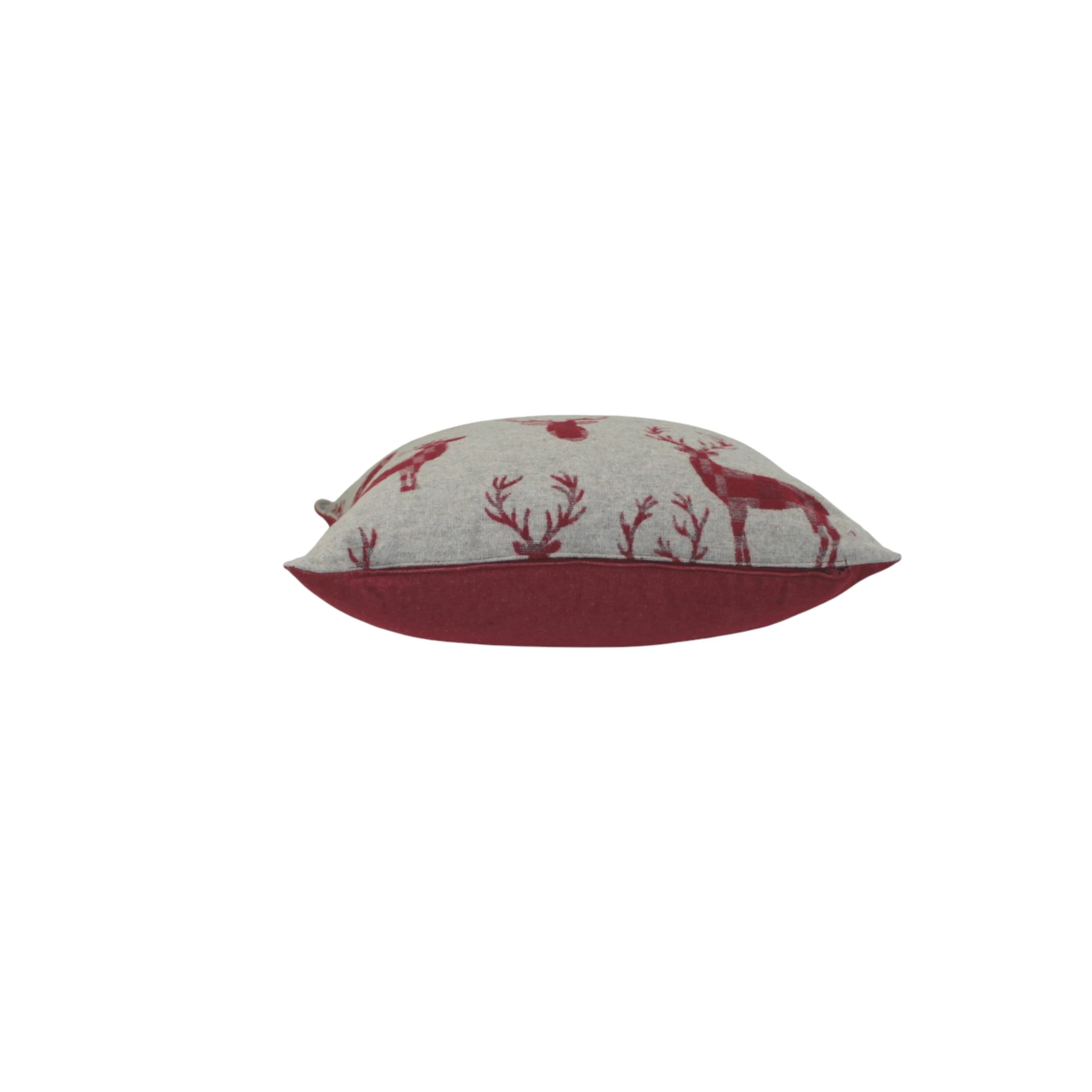 Cuscino Cervo Wool colore rosso laterale 