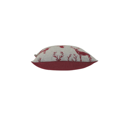 Cuscino Cervo Wool colore rosso laterale 