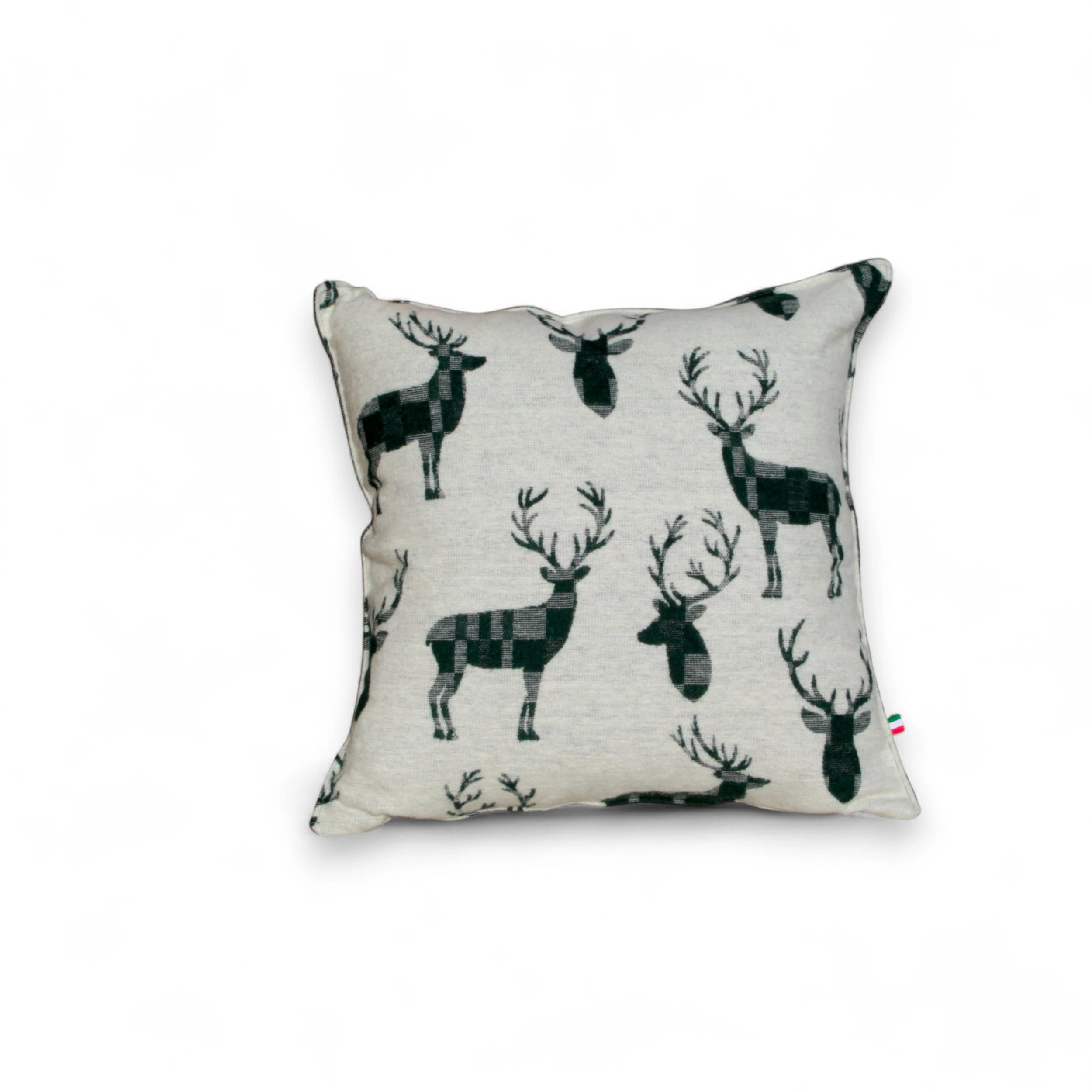 Cuscino Cervo Wool colore verde frontale