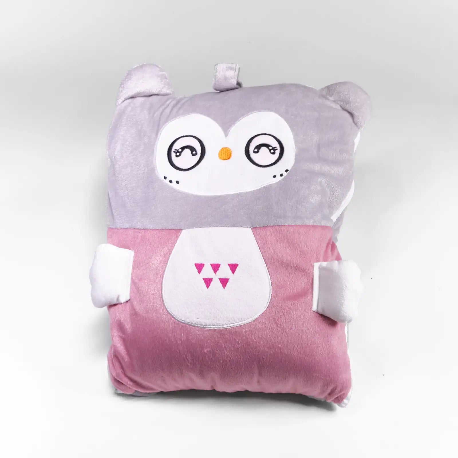 Sehr weiche Decke mit Zaza-Babyrucksack in rosa-grauer Farbe