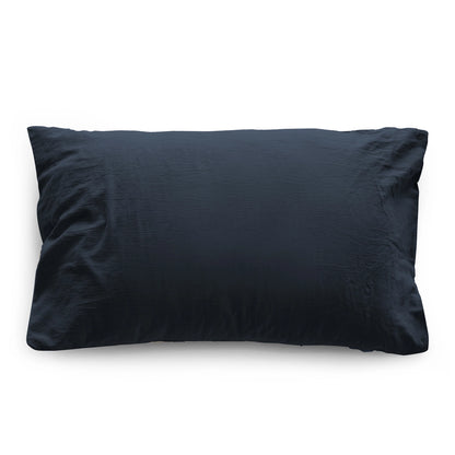 Federa in raso di puro cotone stone-washed effetto no stiro, block 58 colore blu-notte frontale 