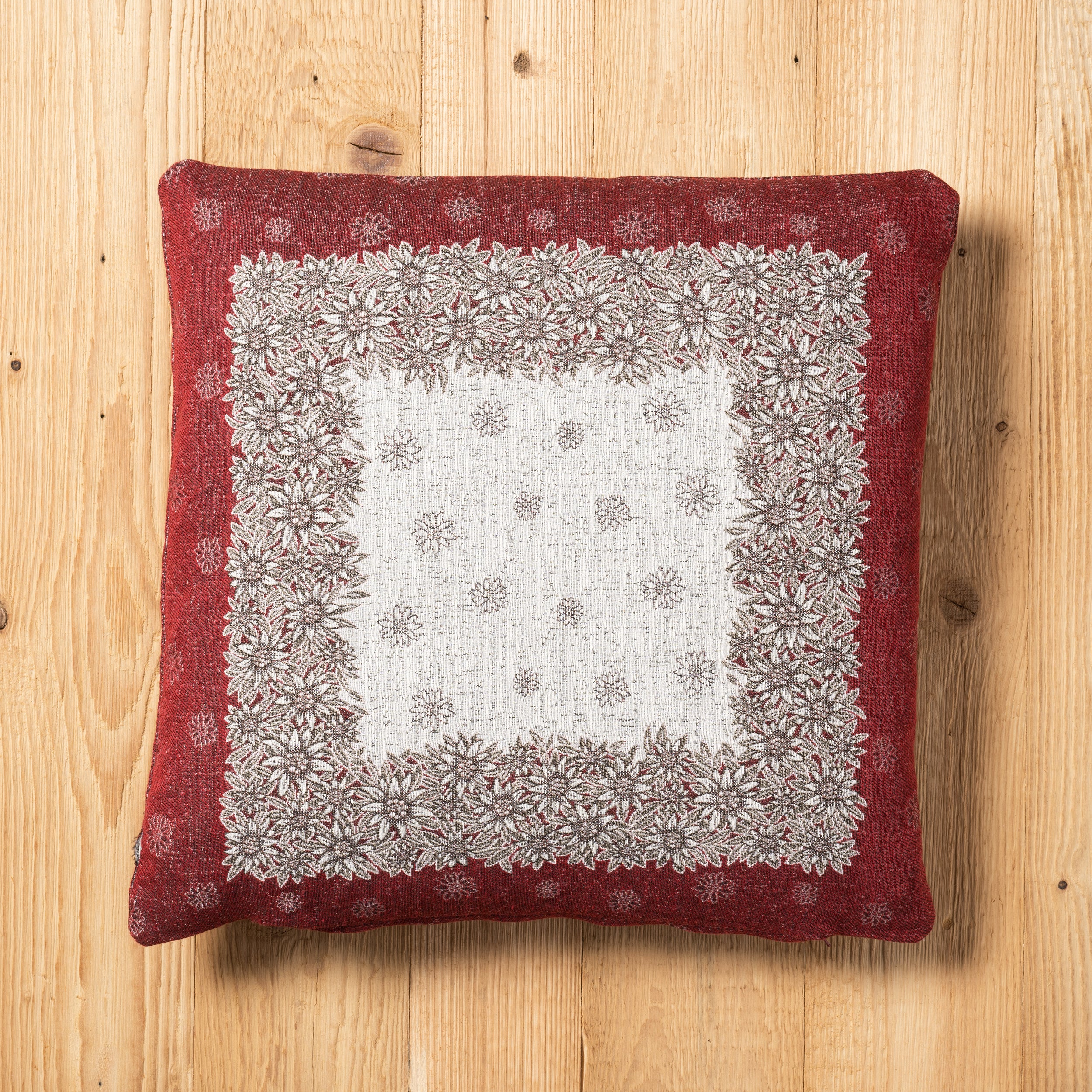 Fodera cuscino Alpiflora double-face misura 45 x 45 cm colore rosso fronte