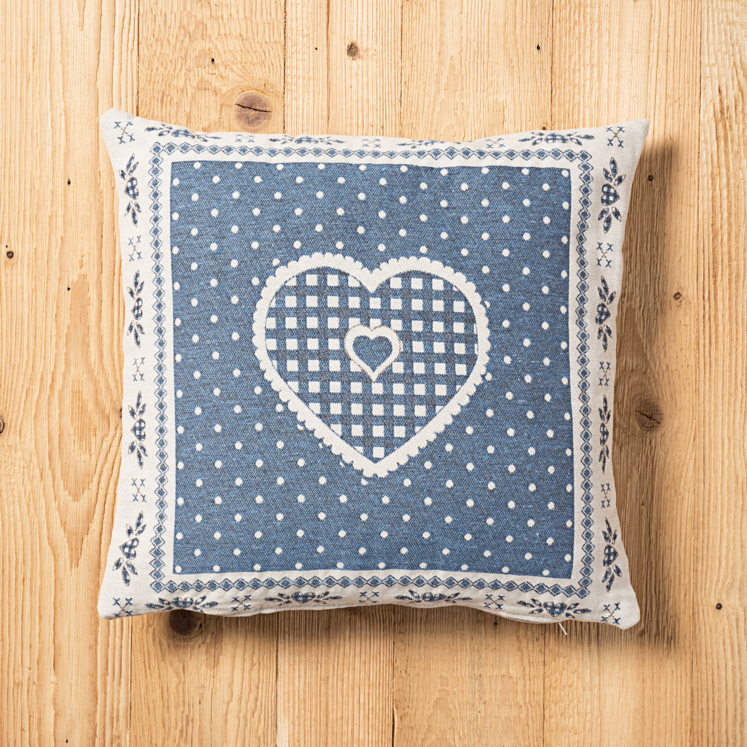 Fodera cuscino Montmartre double-face misura 45 x 45 cm colore blu fronte