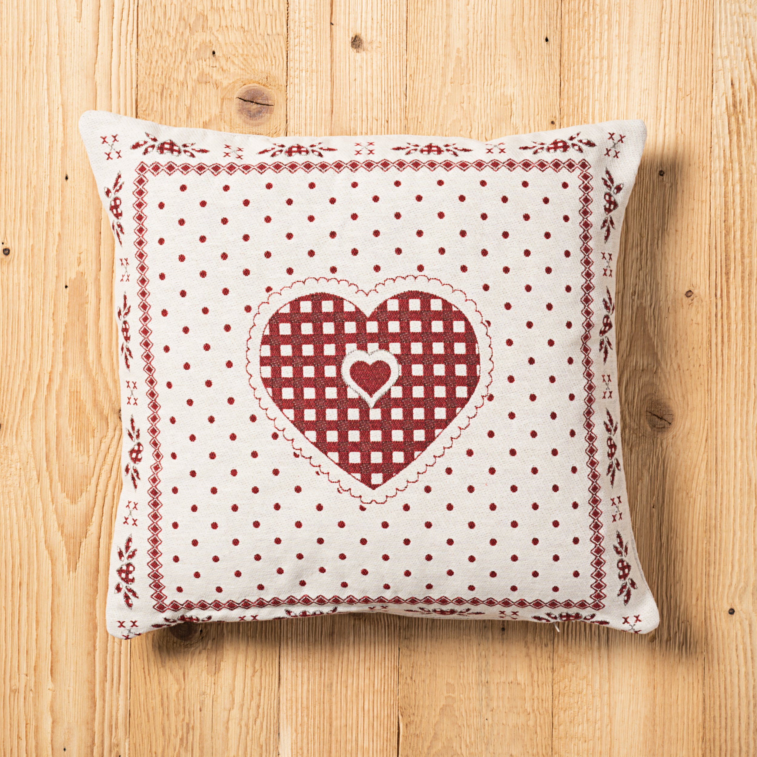 Fodera cuscino Montmartre double-face misura 45 x 45 cm colore rosso retro