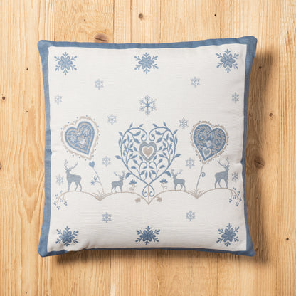 Fodera cuscino Val di Fassa double-face misura 45 x 45 cm colore blu fronte