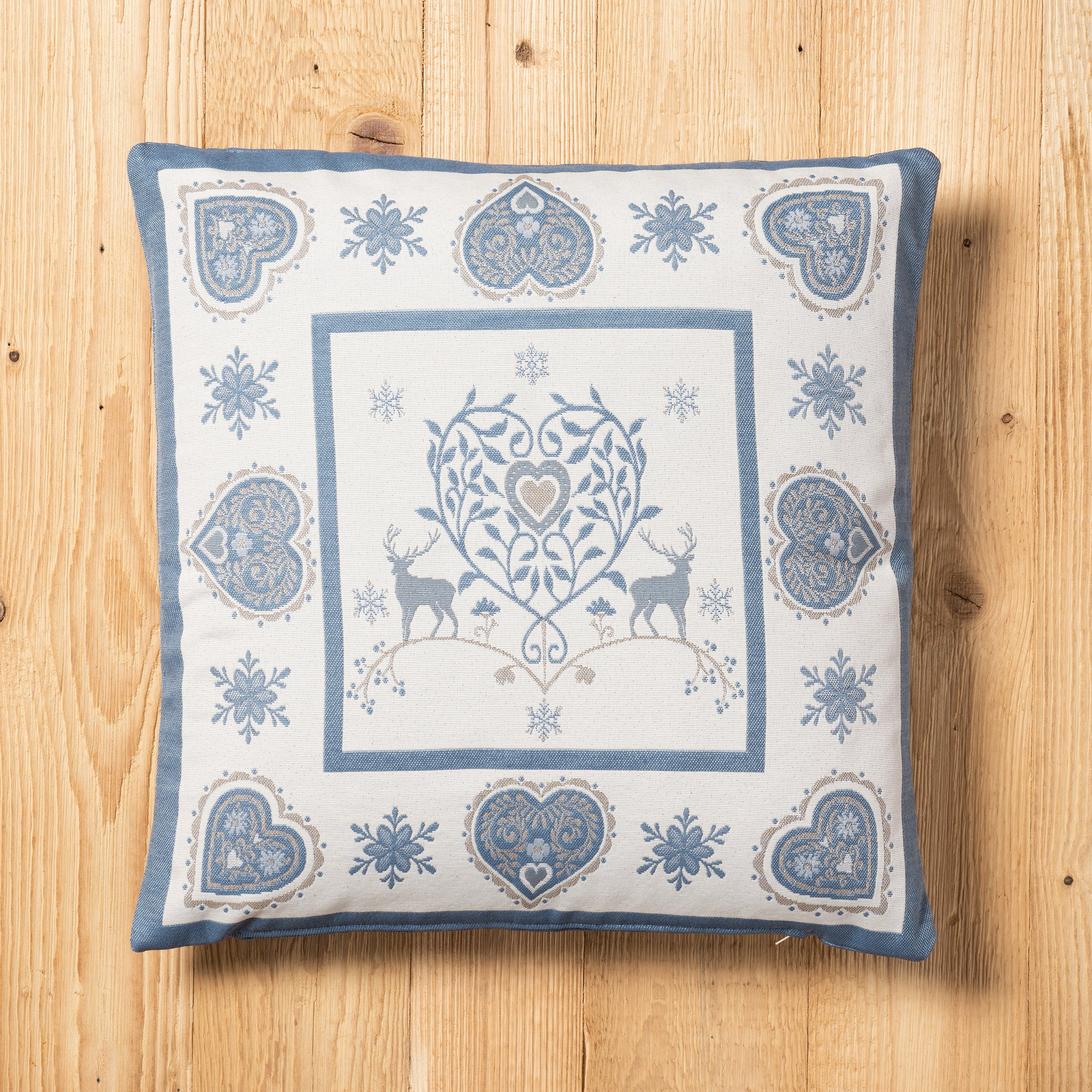 Fodera cuscino Val di Fassa double-face misura 45 x 45 cm colore blu retro