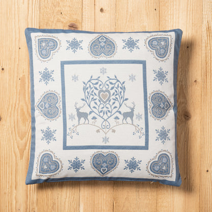 Fodera cuscino Val di Fassa double-face misura 45 x 45 cm colore blu retro